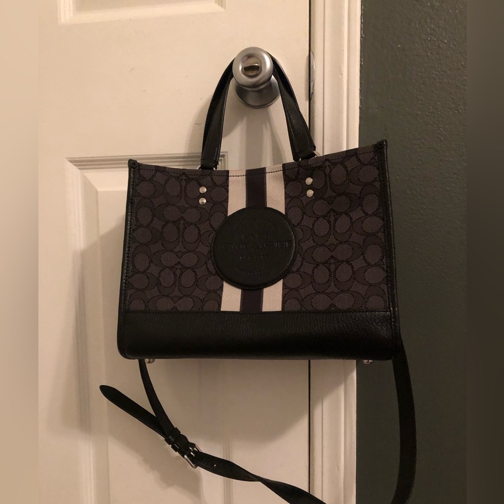 Coach Dempsey Carryall In Signature Jacquard With Stripe And Coach Patch